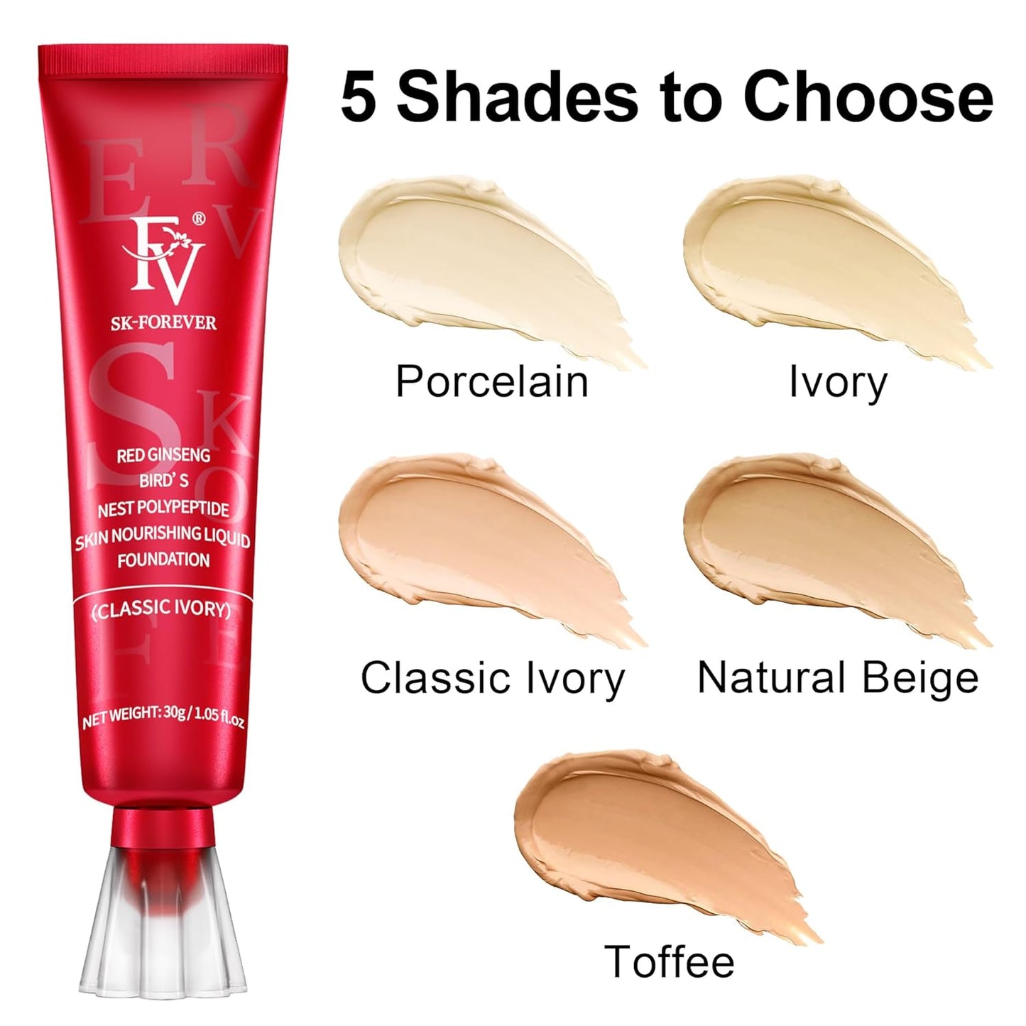 FV Waterproof Liquid Foundation, Oil-free & Long Lasting, Lightweight