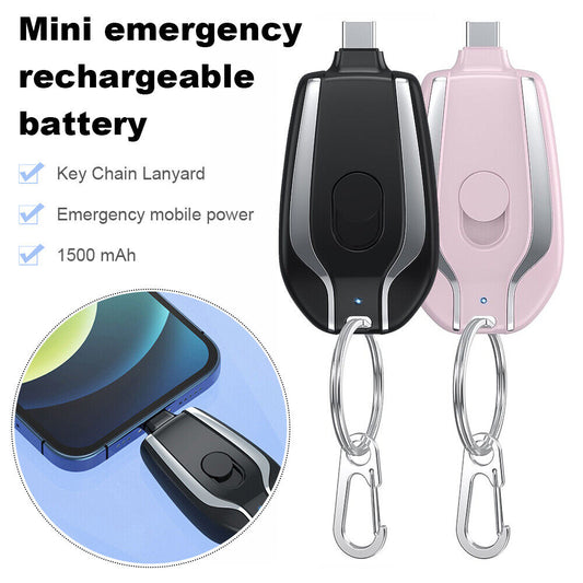 Mini Keychain Power Bank | 1500mAh Portable Phone Charger | For Iphone And Android Type-C